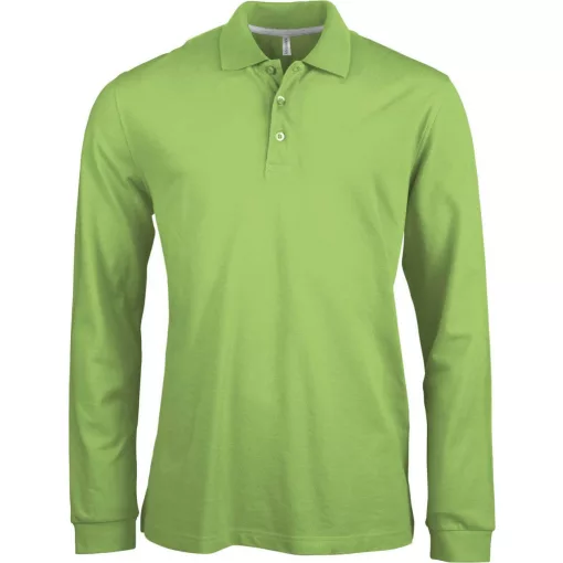 Férfi galléros póló Kariban KA243 Men S Long-Sleeved polo Shirt -3XL, Lime