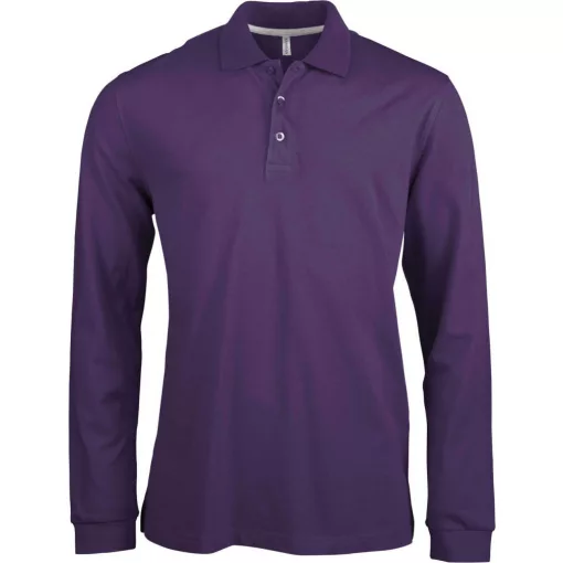 Férfi galléros póló Kariban KA243 Men S Long-Sleeved polo Shirt -M, Purple