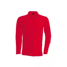 Férfi galléros póló Kariban KA243 Men S Long-Sleeved polo Shirt -L, Red