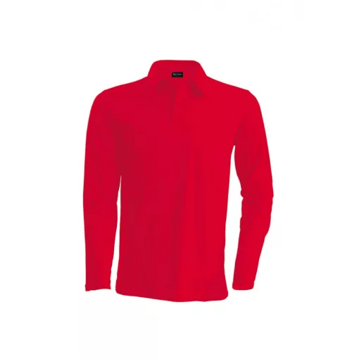 Férfi galléros póló Kariban KA243 Men S Long-Sleeved polo Shirt -M, Red