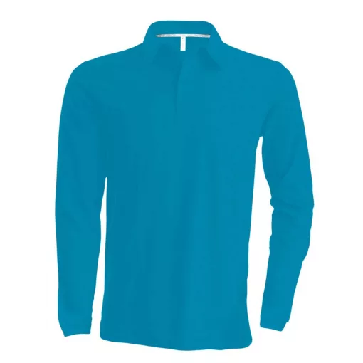Férfi galléros póló Kariban KA243 Men S Long-Sleeved polo Shirt -3XL, Tropical Blue