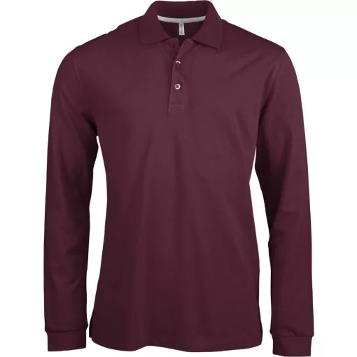 Férfi galléros póló Kariban KA243 Men S Long-Sleeved polo Shirt -3XL, Wine