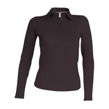 Női galléros póló Kariban KA244 Ladies Long-Sleeved polo Shirt -S, Chocolate