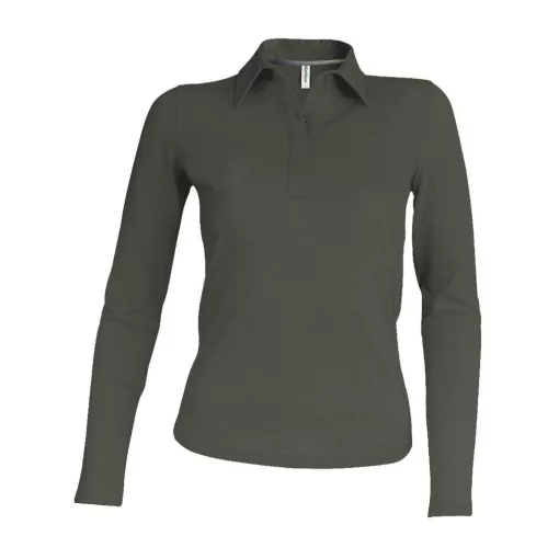 Női galléros póló Kariban KA244 Ladies Long-Sleeved polo Shirt -2XL, Forest Green