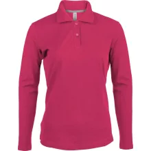 Női galléros póló Kariban KA244 Ladies Long-Sleeved polo Shirt -2XL, Fuchsia
