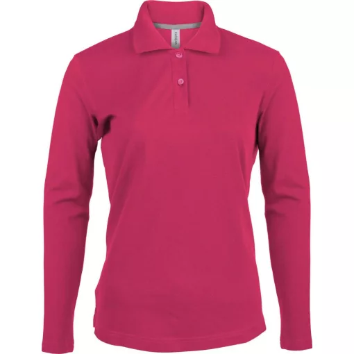 Női galléros póló Kariban KA244 Ladies Long-Sleeved polo Shirt -L, Fuchsia