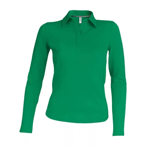 Női galléros póló Kariban KA244 Ladies Long-Sleeved polo Shirt -M, Kelly Green