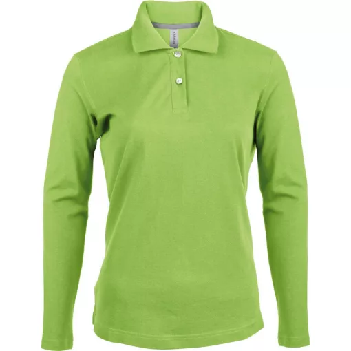 Női galléros póló Kariban KA244 Ladies Long-Sleeved polo Shirt -L, Lime