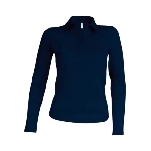 Női galléros póló Kariban KA244 Ladies Long-Sleeved polo Shirt -M, Navy