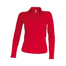 Női galléros póló Kariban KA244 Ladies Long-Sleeved polo Shirt -S, Red