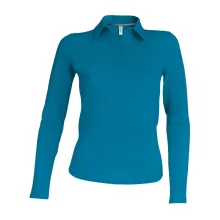 Női galléros póló Kariban KA244 Ladies Long-Sleeved polo Shirt -2XL, Tropical Blue