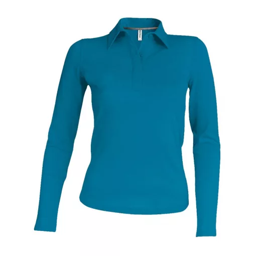 Női galléros póló Kariban KA244 Ladies Long-Sleeved polo Shirt -M, Tropical Blue
