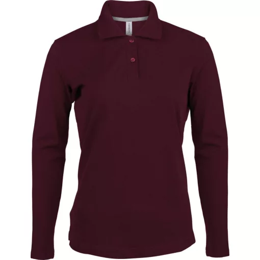 Női galléros póló Kariban KA244 Ladies Long-Sleeved polo Shirt -2XL, Wine