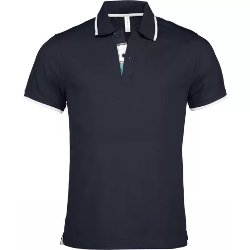 Férfi galléros póló Kariban KA245 Men S Short-Sleeved polo Shirt -2XL, Navy/White/Ligh