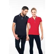Férfi galléros póló Kariban KA245 Men S Short-Sleeved polo Shirt -2XL, Red/White/Navy