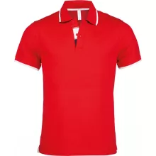 Férfi galléros póló Kariban KA245 Men S Short-Sleeved polo Shirt -3XL, Red/White/Navy