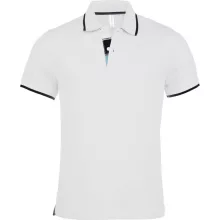 Férfi galléros póló Kariban KA245 Men S Short-Sleeved polo Shirt -3XL, White/Navy