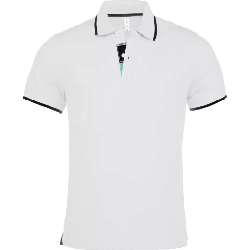 Férfi galléros póló Kariban KA245 Men S Short-Sleeved polo Shirt -S, White/Navy