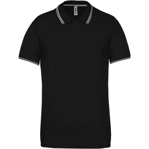Férfi galléros póló Kariban KA250 Men S Short-Sleeved polo Shirt -3XL, Black/Light Gre