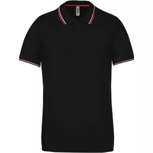 Férfi galléros póló Kariban KA250 Men S Short-Sleeved polo Shirt -2XL, Black/Red/White