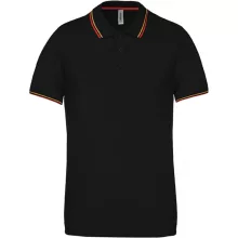 Férfi galléros póló Kariban KA250 Men S Short-Sleeved polo Shirt -2XL, Black/Red/Yello