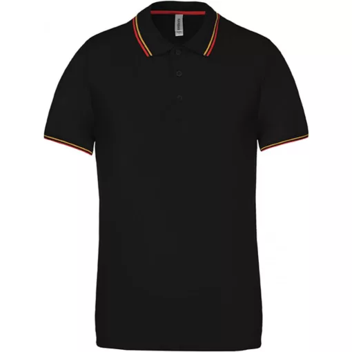 Férfi galléros póló Kariban KA250 Men S Short-Sleeved polo Shirt -2XL, Black/Red/Yello