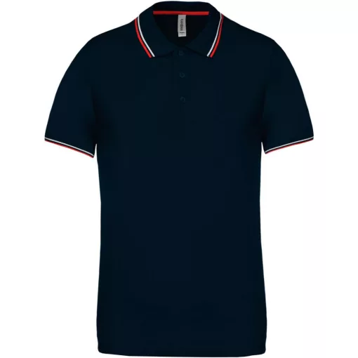Férfi galléros póló Kariban KA250 Men S Short-Sleeved polo Shirt -M, Navy/Red/White