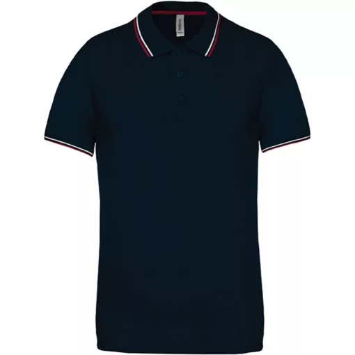 Férfi galléros póló Kariban KA250 Men S Short-Sleeved polo Shirt -L, Navy/Wine/White