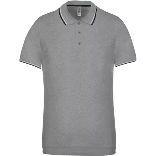 Férfi galléros póló Kariban KA250 Men S Short-Sleeved polo Shirt -3XL, Oxford Grey/Nav