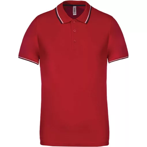 Férfi galléros póló Kariban KA250 Men S Short-Sleeved polo Shirt -2XL, Red/Navy/White
