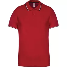 Férfi galléros póló Kariban KA250 Men S Short-Sleeved polo Shirt -L, Red/Navy/White