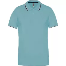 Férfi galléros póló Kariban KA250 Men S Short-Sleeved polo Shirt -2XL, Sky Blue/Navy/W