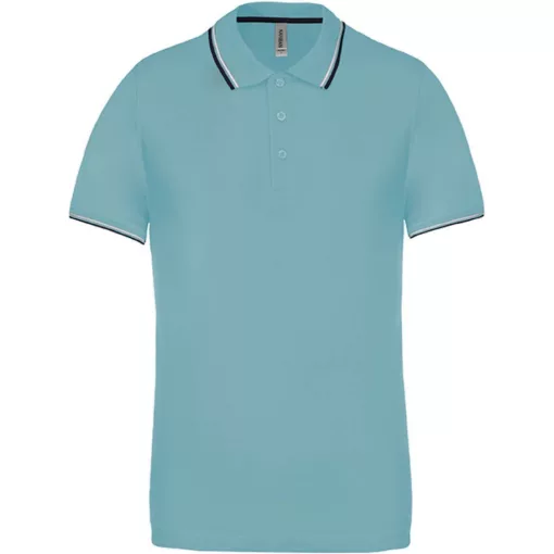 Férfi galléros póló Kariban KA250 Men S Short-Sleeved polo Shirt -2XL, Sky Blue/Navy/W