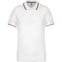 Férfi galléros póló Kariban KA250 Men S Short-Sleeved polo Shirt -3XL, White/Navy/Red
