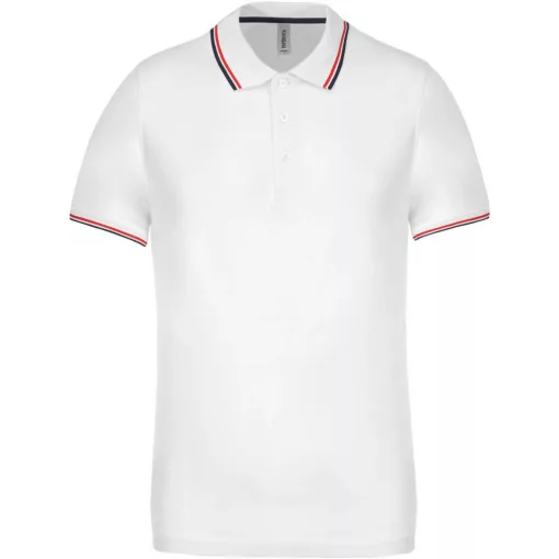 Férfi galléros póló Kariban KA250 Men S Short-Sleeved polo Shirt -S, White/Navy/Red
