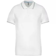 Férfi galléros póló Kariban KA250 Men S Short-Sleeved polo Shirt -S, White/Sky Blue/Li