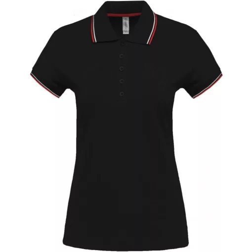 Női galléros póló Kariban KA251 Ladies Short-Sleeved polo Shirt -XS, Black/Light Grey/