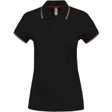 Női galléros póló Kariban KA251 Ladies Short-Sleeved polo Shirt -XL, Black/Red/White