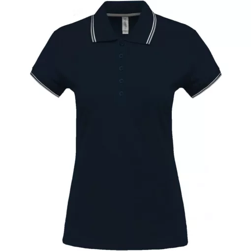 Női galléros póló Kariban KA251 Ladies Short-Sleeved polo Shirt -L, Navy/Wine/White