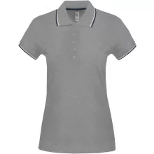 Női galléros póló Kariban KA251 Ladies Short-Sleeved polo Shirt -XS, Oxford Grey/Navy/
