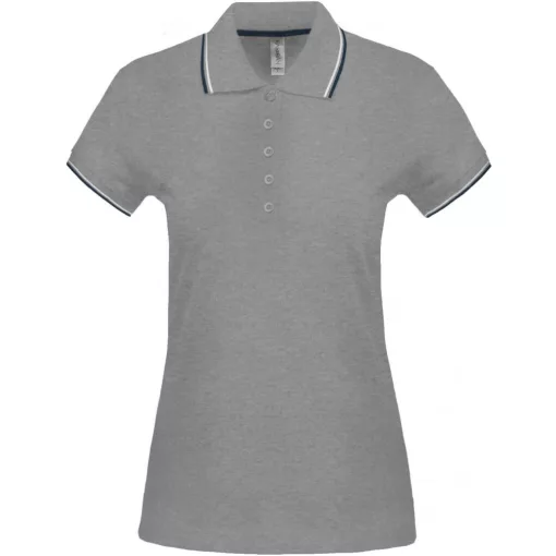 Női galléros póló Kariban KA251 Ladies Short-Sleeved polo Shirt -XS, Oxford Grey/Navy/