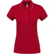 Női galléros póló Kariban KA251 Ladies Short-Sleeved polo Shirt -XS, Red/Navy/White