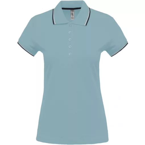 Női galléros póló Kariban KA251 Ladies Short-Sleeved polo Shirt -M, Sky Blue/Navy/Whit