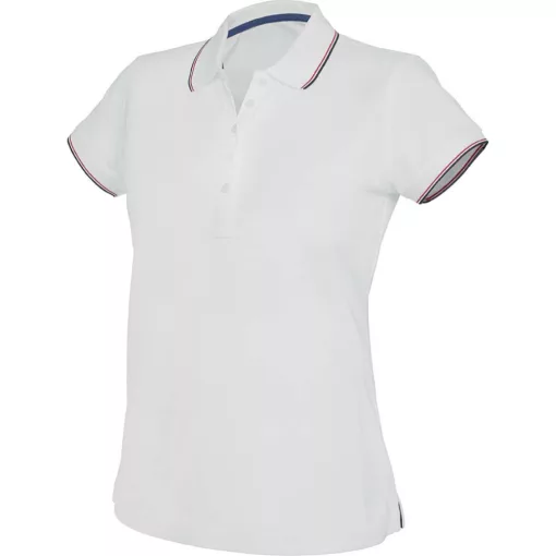 Női galléros póló Kariban KA251 Ladies Short-Sleeved polo Shirt -M, White/Navy/Red