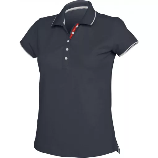 Női galléros póló Kariban KA252 Ladies Short-Sleeved piqué Knit polo Shirt -XS, Navy/W