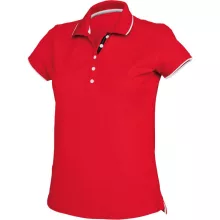 Női galléros póló Kariban KA252 Ladies Short-Sleeved piqué Knit polo Shirt -S, Red/Whi