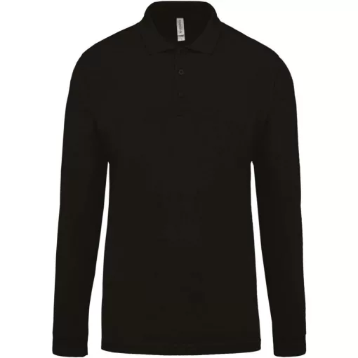 Férfi galléros póló Kariban KA256 Men S Long-Sleeved piqué polo Shirt -M, Black