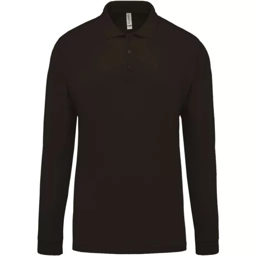 Férfi galléros póló Kariban KA256 Men S Long-Sleeved piqué polo Shirt -S, Dark Grey