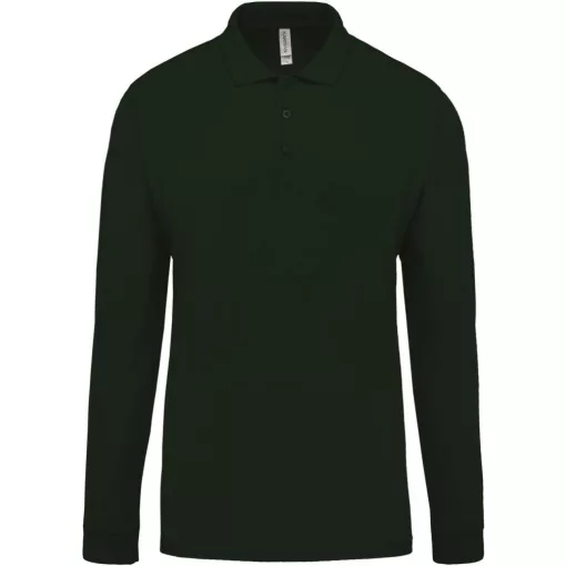 Férfi galléros póló Kariban KA256 Men S Long-Sleeved piqué polo Shirt -M, Forest Green