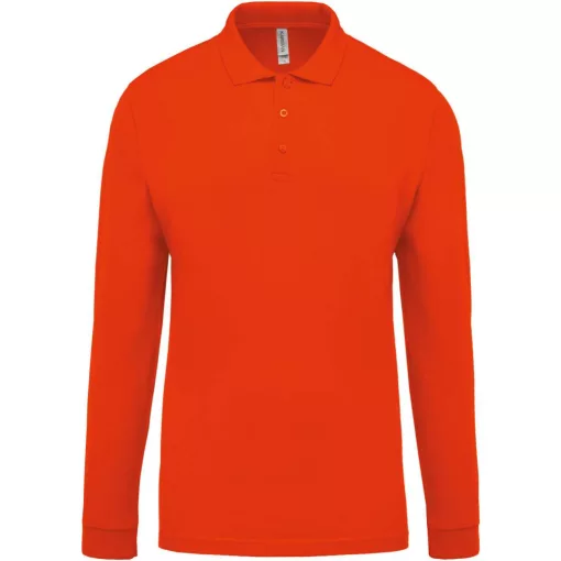 Férfi galléros póló Kariban KA256 Men S Long-Sleeved piqué polo Shirt -3XL, Orange
